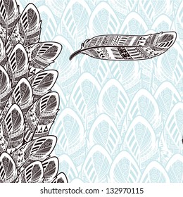 Decorative background with feather border