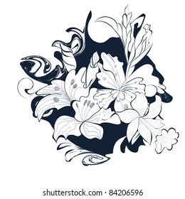 Decorative background with floral element