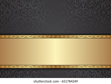 decorative background with floral pattern and golden ornaments
