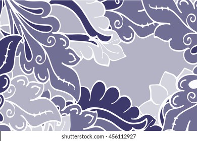 Decorative background with floral pattern. The rich ornament for Wallpaper designs, skins, screen savers, fabric. Creative hand template. Blue and white.