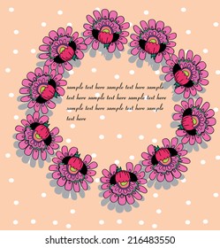 decorative background with flowers in a circle with text