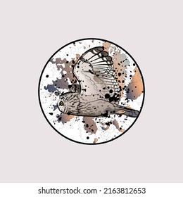 Fondo decorativo con búho volador de orejas cortas. Diseño de plantilla de tarjeta. Ilustración vectorial.
