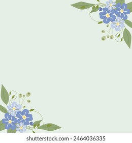 Decorative background with forget-me-nots. Floral composition, an elegant decoration for greeting cards to be used for Mother's Day, weddings, anniversaries or other celebrations.