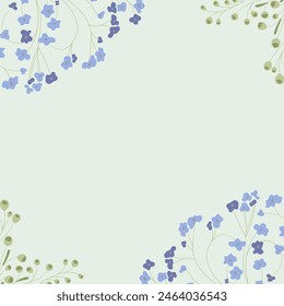 Decorative background with forget-me-nots. Floral composition, an elegant decoration for greeting cards to be used for Mother's Day, weddings, anniversaries or other celebrations.