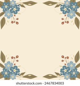 Fondo decorativo con los olvidadizos. Composición floral, una decoración elegante para tarjetas de felicitación para ser utilizado para el Día de la Madre, bodas, aniversarios u otras celebraciones.