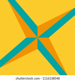 decorative background four-pointed star with blue, orange and yellow colors, vector