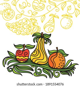 Decorative background of fruits. Vector illustration