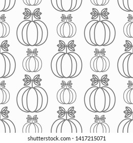 Decorative background with funny drawing pumpkins. Halloween seamless pattern. Background for coloring book. Great for fabric, textile. Flat vector style. Vector illustration.