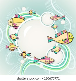 Decorative background with funny fish