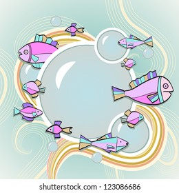 Decorative background with funny fish