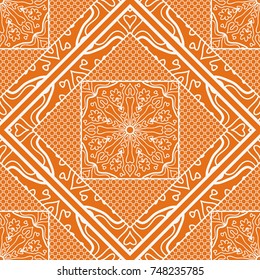Decorative background, geometric floral pattern with ornate lace frame. Tribal ethnic mandala ornament.