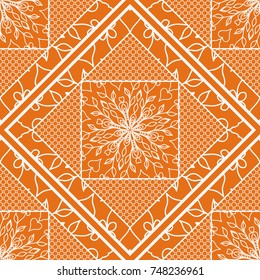 Decorative background, geometric floral pattern with ornate lace frame. Tribal ethnic mandala ornament.