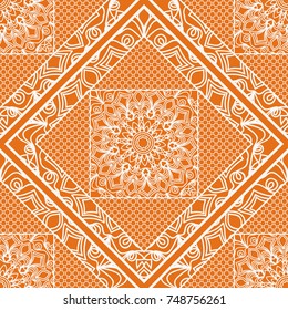 Decorative background, geometric floral pattern with ornate lace frame. Tribal ethnic mandala ornament.
