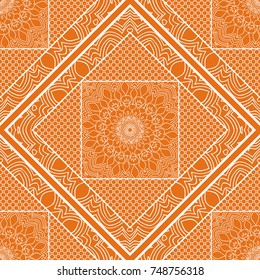 Decorative background, geometric floral pattern with ornate lace frame. Tribal ethnic mandala ornament.