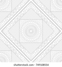 Decorative background, geometric floral pattern with ornate lace frame. Seamless vector illustration