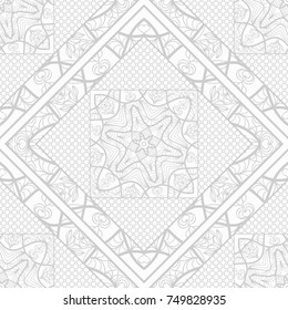 Decorative background, geometric floral pattern with ornate lace frame. Seamless vector illustration