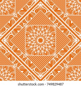 Decorative background, geometric floral pattern with ornate lace frame. Tribal ethnic mandala ornament.