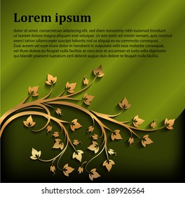 Decorative background with gold branch for text