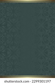 decorative background with golden border and vintage pattern