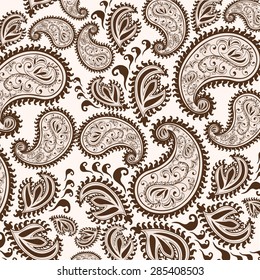 Decorative background Hand-Drawn Henna Mehndi Abstract Mandala Flowers and Paisley Doodle Vector Illustration Design Elements