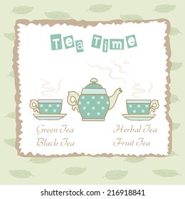Decorative background with illustration of tea time. 
