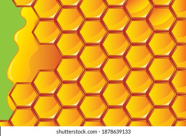 Decorative background with the image of honeycomb with honey for advertising and printing