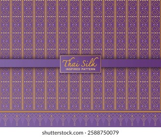 Decorative background. Inspired by "Kor Na Ree", a North Eastern Thai style (Isaan) silk pattern. Colored in violet and gold.