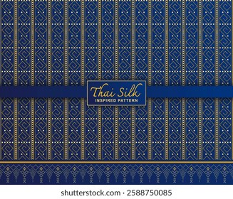 Decorative background. Inspired by "Kor Na Ree", a North Eastern Thai style (Isaan) silk pattern. Colored in classic blue and gold.