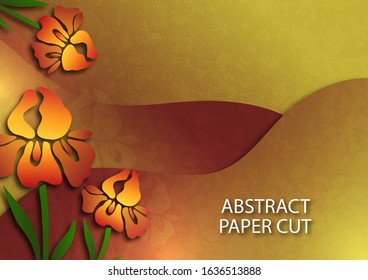 Decorative background with iris flower. Card template design. Vector.