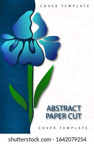 Decorative background with iris flower. Card template design. Vector.