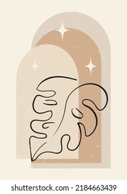 Decorative background with leaf in boho style.