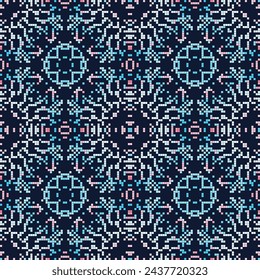 Decorative background made from small squares. Rich ornament for fabric design, handmade, interior decoration, textiles. 