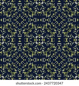 Decorative background made from small squares. Rich ornament for fabric design, handmade, interior decoration, textiles. 