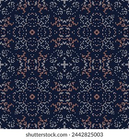 Dekorativer Hintergrund aus kleinen Quadraten. Reichhaltiges Ornament für Stoffdesign, handgefertigt, Innendekoration, Textilien. 