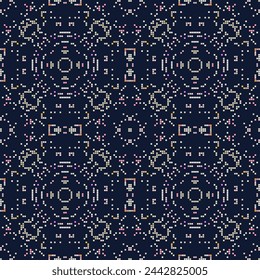 Decorative background made from small squares. Rich ornament for fabric design, handmade, interior decoration, textiles. 