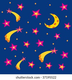 decorative background night sky with star and moon