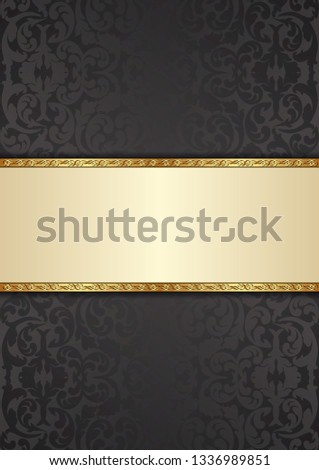 decorative background with old-fashined pattern and golden frame
