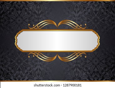 decorative background with old-fashioned pattern golden frame
