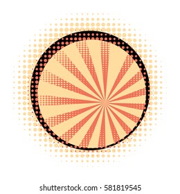 Decorative background with orange rays and halftone design.