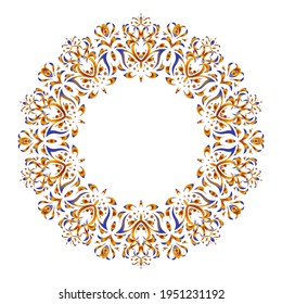 Decorative background with ornamental circular pattern. Card template design. Decorative vector frame.