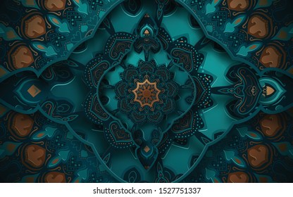 Decorative background with ornamental elements in oriental style. Vector illustration