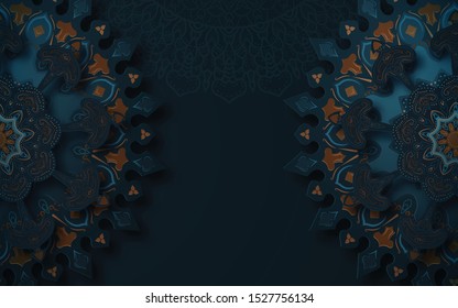 Decorative background with ornamental elements in oriental style. Vector illustration