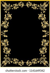 Decorative background with ornamental golden floral elements.