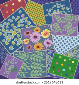 Decoratieve achtergrond in patchwork stijl gemaakt van veelkleurige elementen