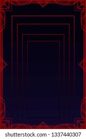 Decorative background patten frame. Red ornament on a Black  background. Place for the text. Vector illustration.