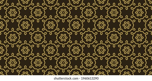 Decorative background pattern with gold ornament on a black background, wallpaper. Seamless pattern, texture. Vector image