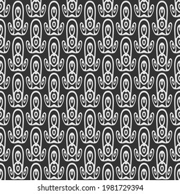 Patrón de fondo decorativo con adorno lineal en el estilo vintage de fondo negro, fondo de pantalla. Patrón sin brillo, textura. Imagen del vector