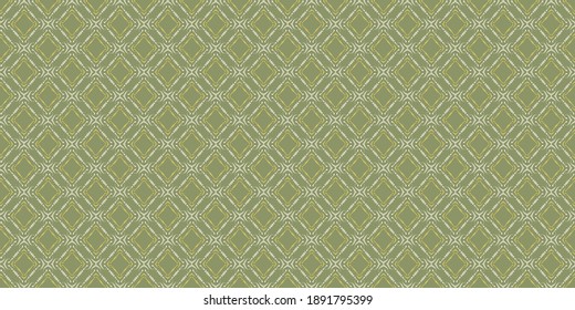 Decorative background pattern with ornament in green tones. Seamless wallpaper texture. Vector image