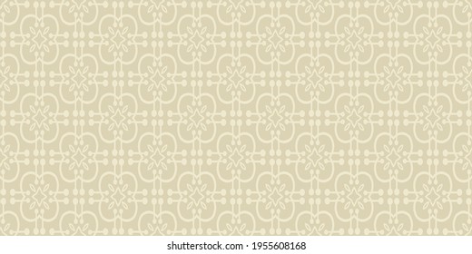 Decorative background pattern with ornament on a beige background, retro style, wallpaper. Seamless pattern, texture for your design. Vector graphics 