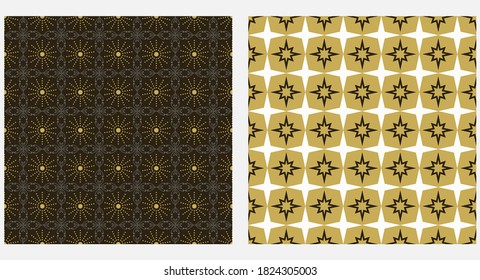 Decorative background pattern in retro style. Colors: gold, black, white. Vector graphics